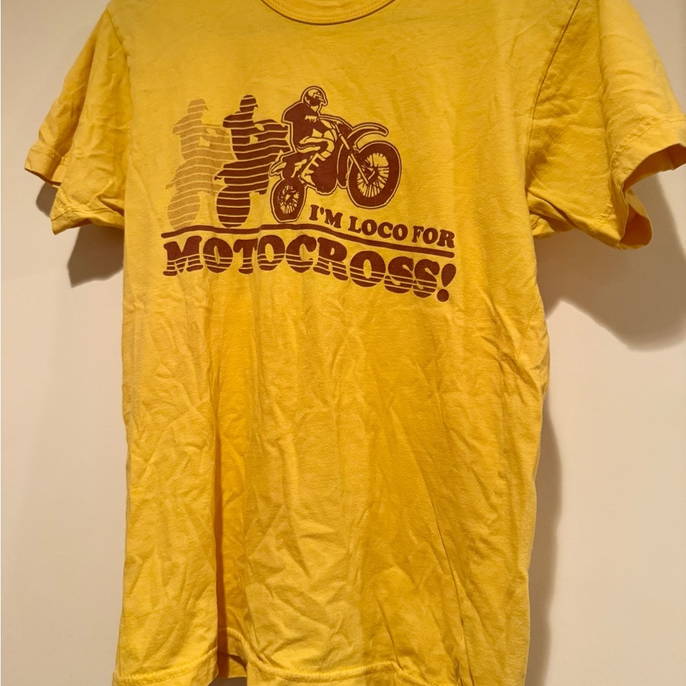 Yellow Retro Motorcycle Graphic Short Sleeve Tee